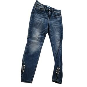 CeCe Women's Faux Pearl Detail Blue Skinny Jeans Blue Size 8 Size 29